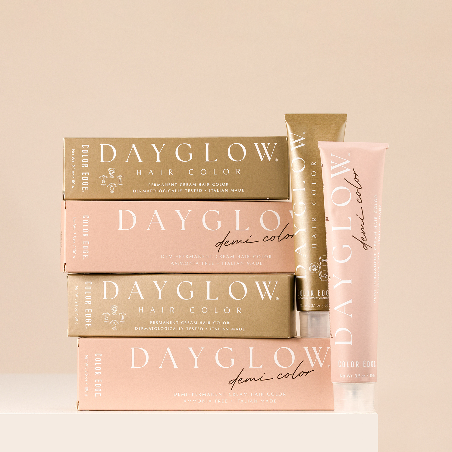 Dayglow Demi and Permanent hair color boxes