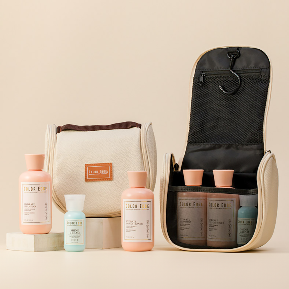All Hair Essentials travel bag with Color Edge products