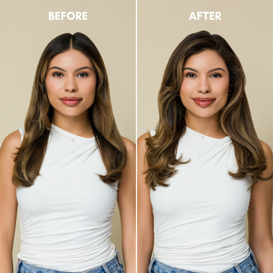 Before and after using Styling Foam
