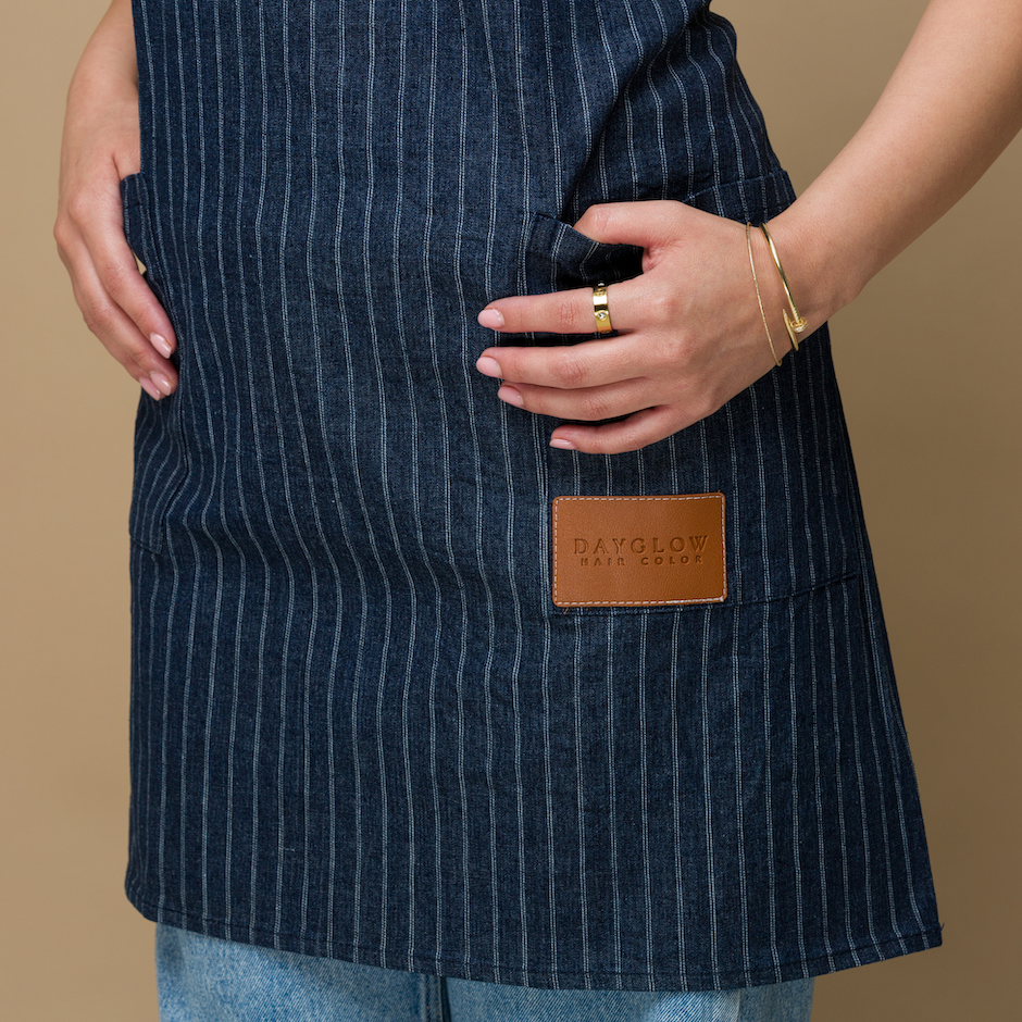 Close up details of Denim Pinstriped Apron