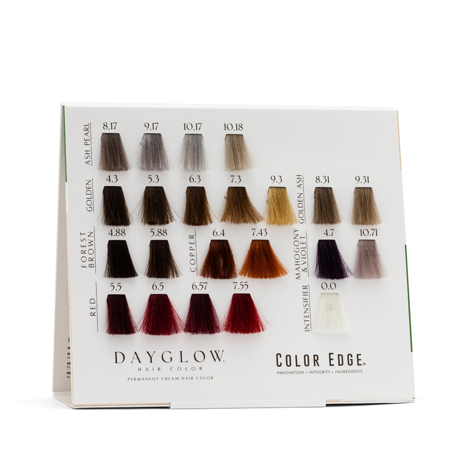 Dayglow Mini Color Chart. Hair swatches are laid out.