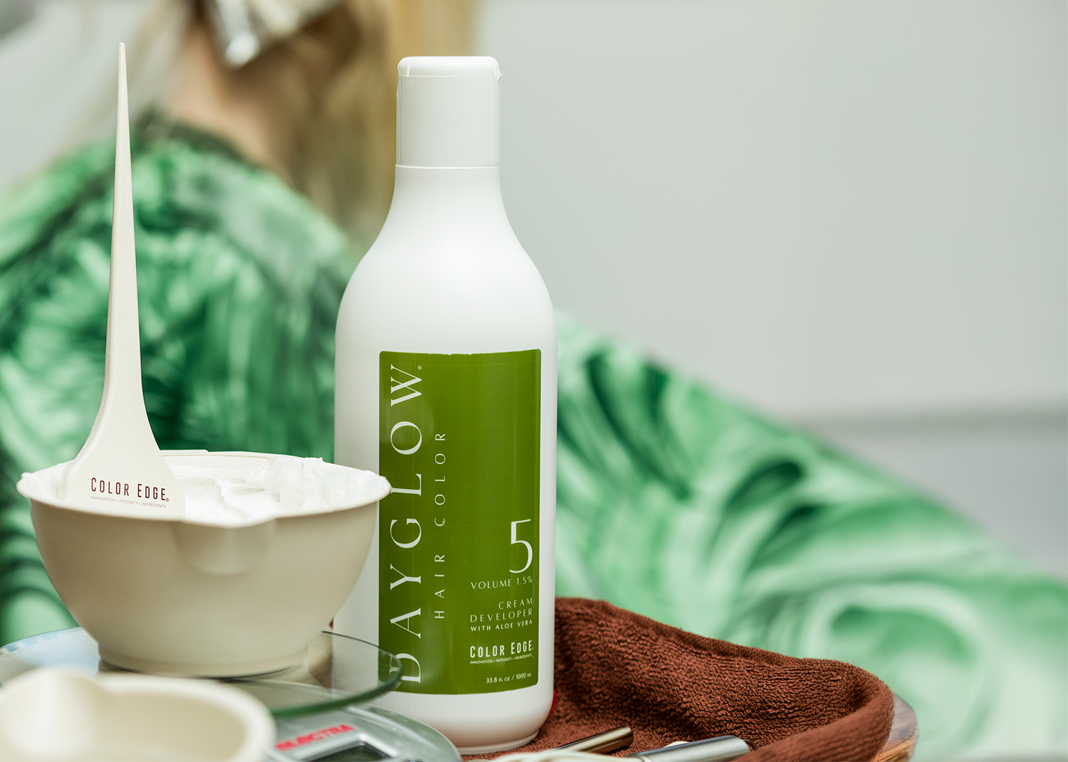 Dayglow developer on a stylist's station