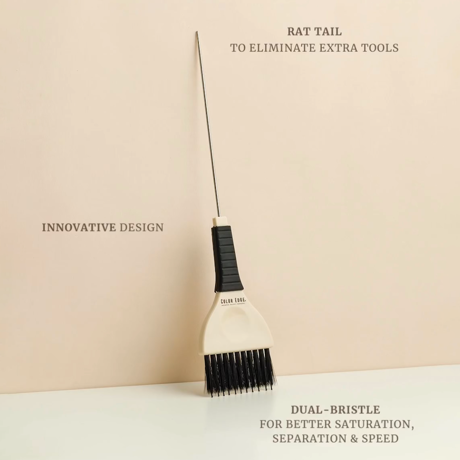 Rake Brush: innovative design, dual bristle for better saturation, rat tail to eliminate other tools